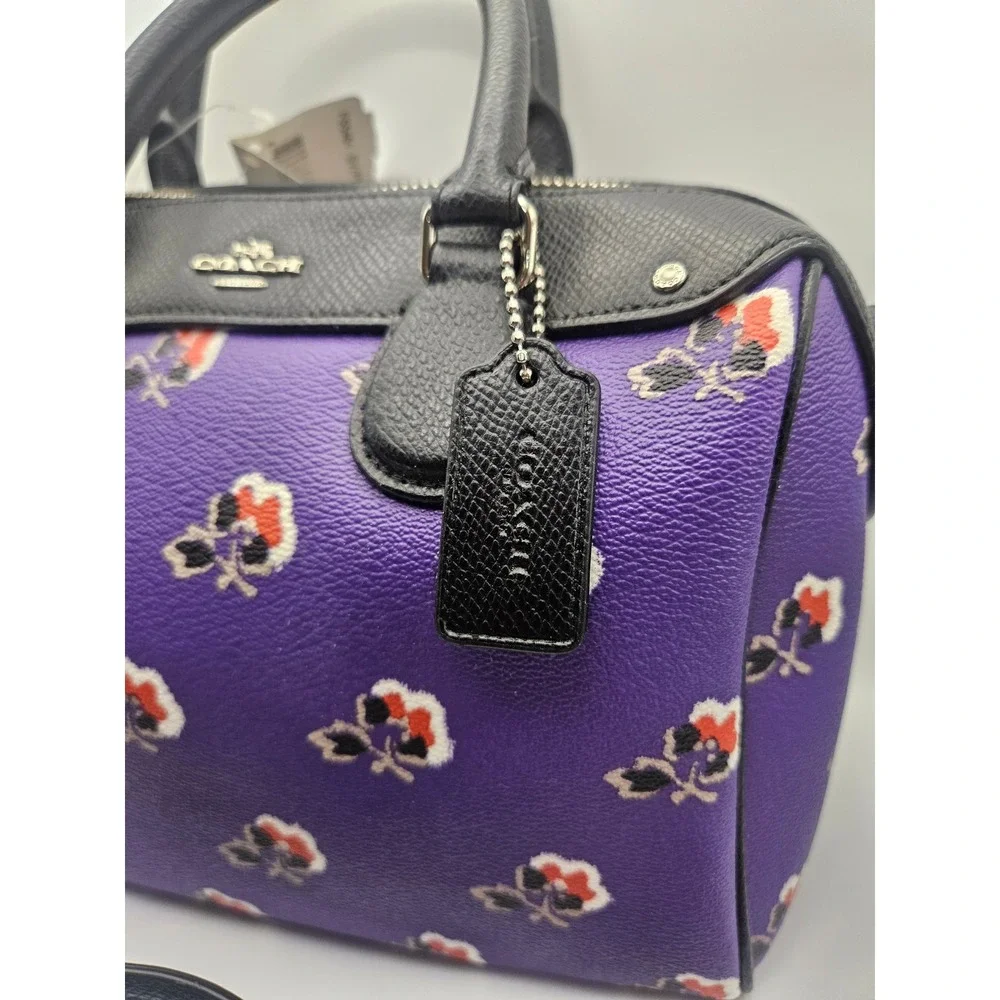 NWT Coach Mini Bennett Satchel Bramble Rose Print with Removable Strap One Flaw!